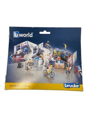 Bruder Bworld Bike Workshop Playset W/ Accessories & Cyclist Figurine